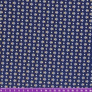 Tela Gasa Crepe Floreado Fondo Azul
