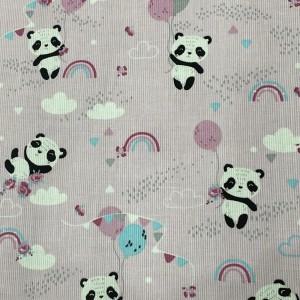 Tela Pique Estampado Osos Panda Fondo Rosa