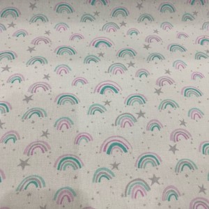 Tela Gabardina Algodón Estampada Arco Iris