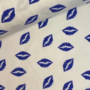 Tela Gabardina Algodon 100% Besos Azules